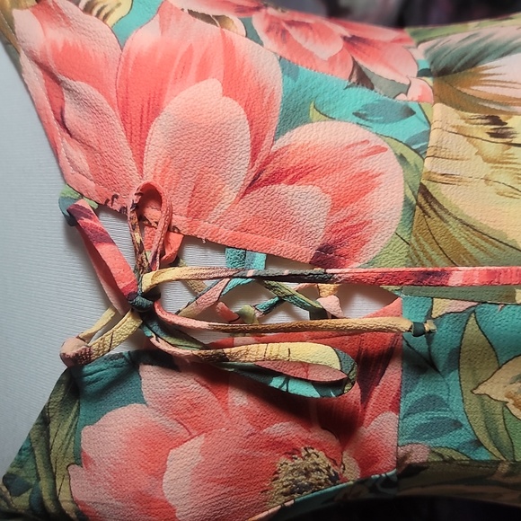 Show me your mumu pebble leyton Floral Maxi Dress coral  Green sundress Large - Picture 7 of 11